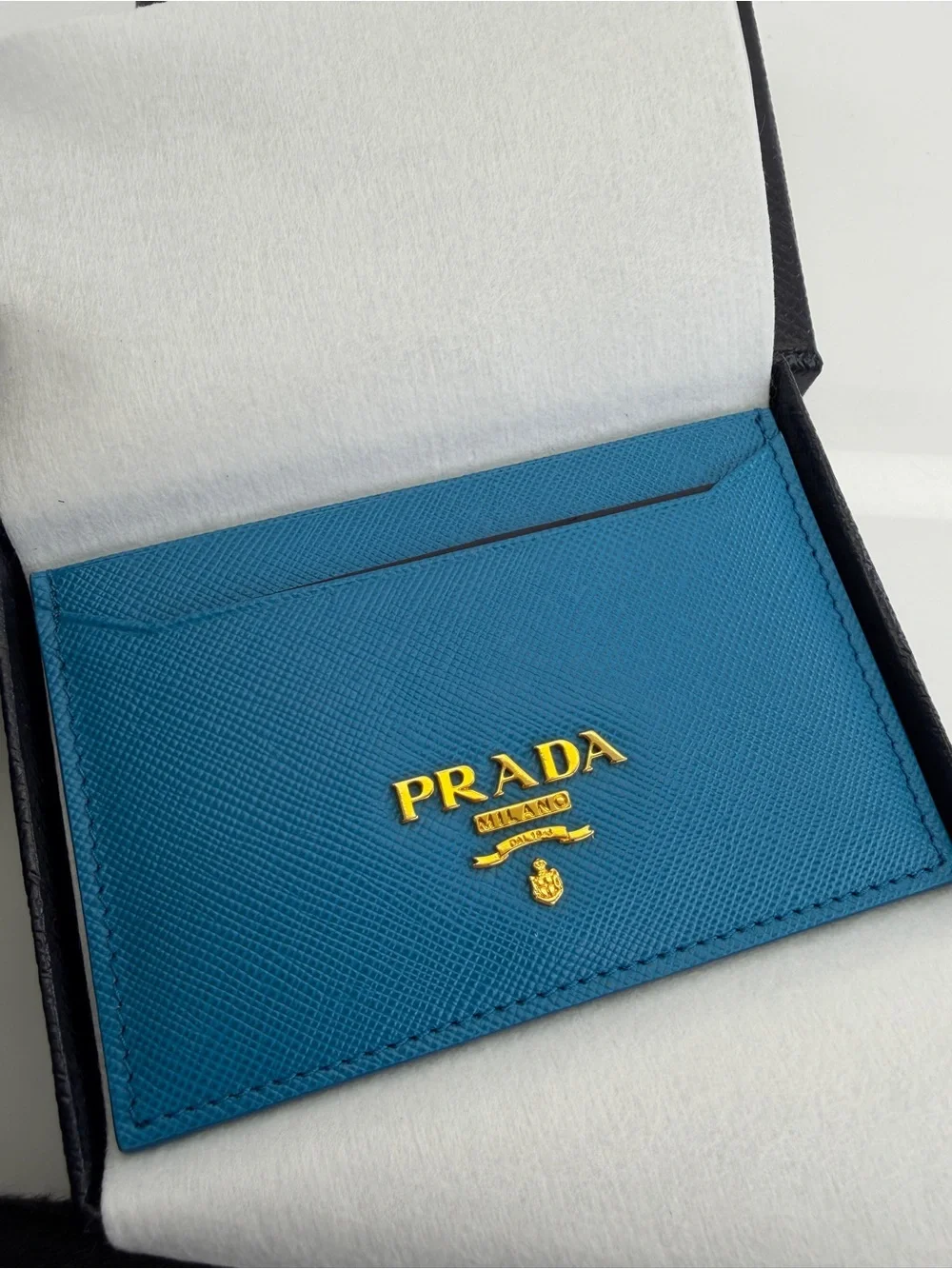 PRADA Saffiano Leather Cardholder in Blue